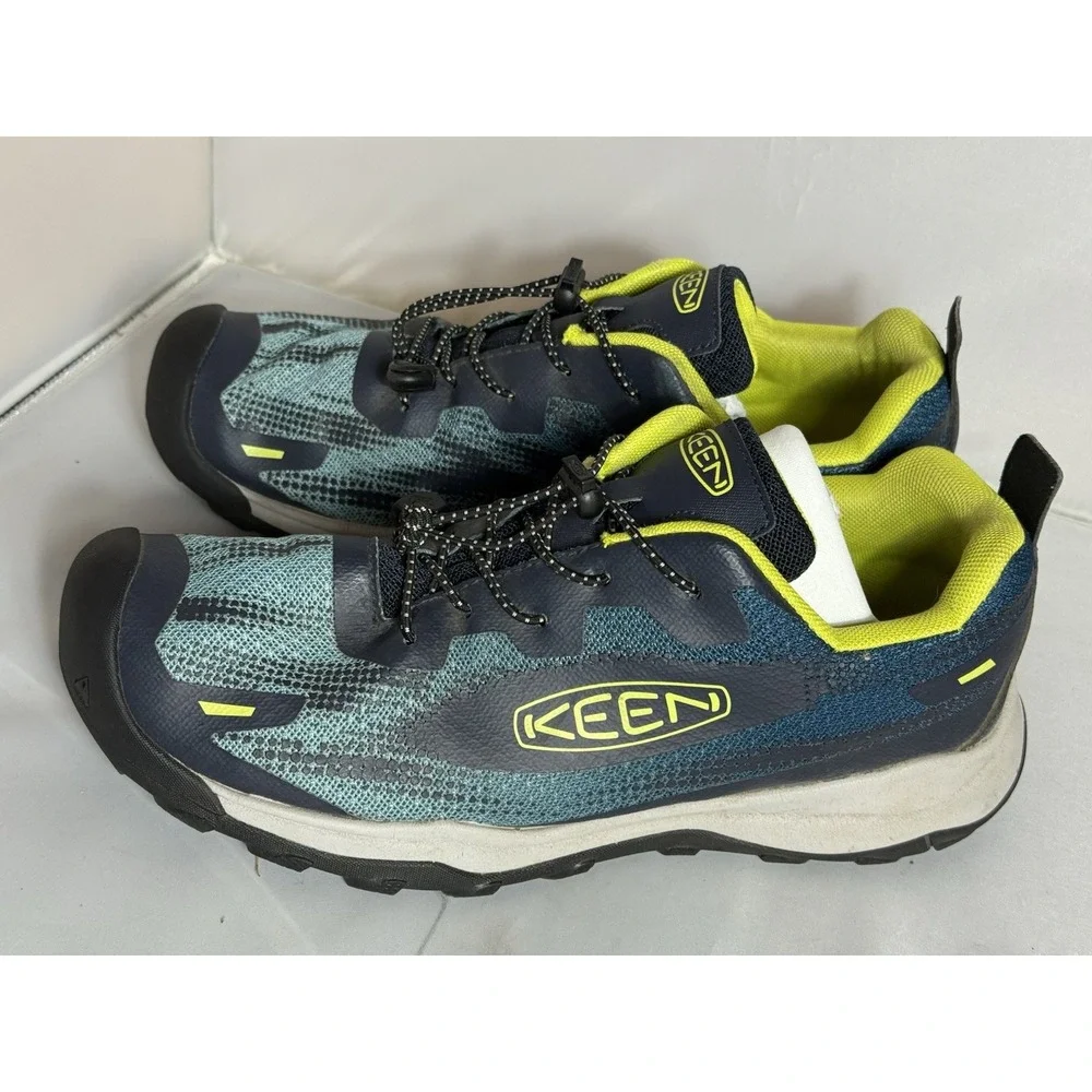 KEEN Wanduro Speed Hiking Trail Shoes Kids Size 6 Blue Lightweight Mesh Cap Toe